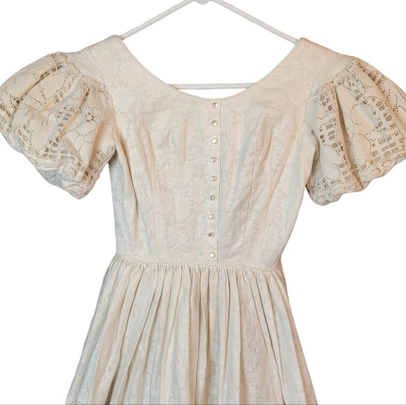 Lou-Ette California Vintage Victorian Vibes Made in USA White Dress Size 3-4 - Picture 3 of 10